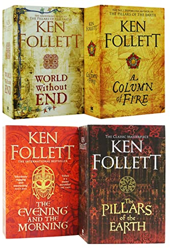 Ken Follett The Pillars Of The Earth 4 Books Collection Set (The Pillars of the Earth, World Without End, A Column of Fire, The Evening and the Morning)