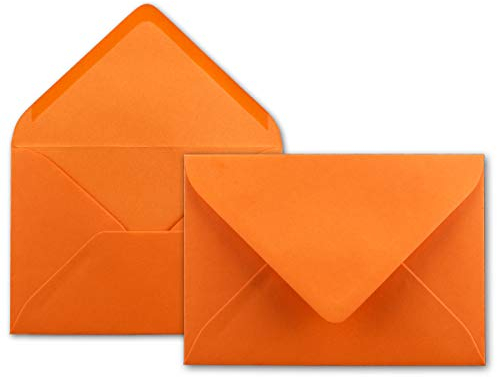 50x Brief-Umschläge in Orange - 80 g/m² - Kuverts in DIN B6 Format 12,5 x 17,6 cm - Nassklebung ohne Fenster