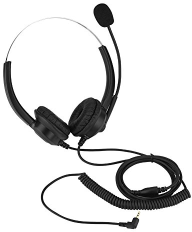 Trådlöst telefonheadset, förlustfritt ljud callcenter hörlurar 360° roterande öronmuffar callcenter headset (2,5 mm kontakt)