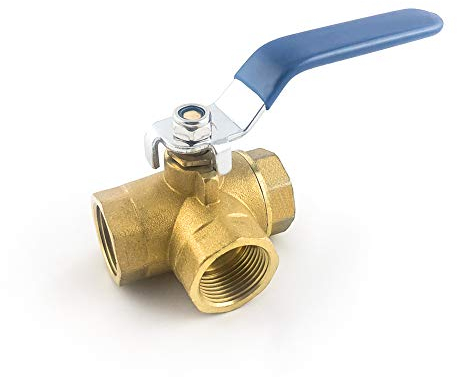 QWORK® Series 3-Way (L-Port) Ball Valve, Lever Handle, Female (DN15 1/2'') Made of Forged Brass