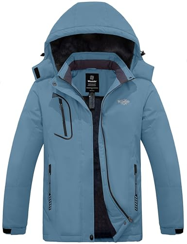wantdo Women's Waterproof Ski Jacket Warm Winter Raincoat Gray Blue S