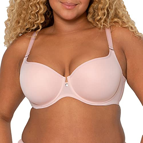 Curvy Couture Women's Tulip Smoothing Plus Size Push Up T shirt Bra, Blushing Rose, 34H