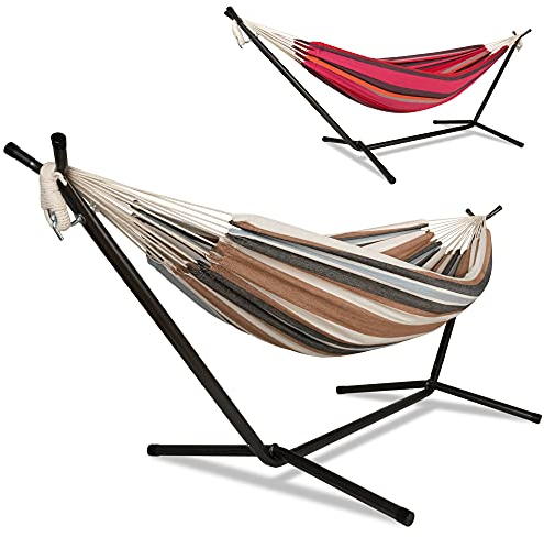 ib style® Kalani Hängematte | inklusive Gestell | Belastbar bis 200kg | 2 Farben | Cappuccino