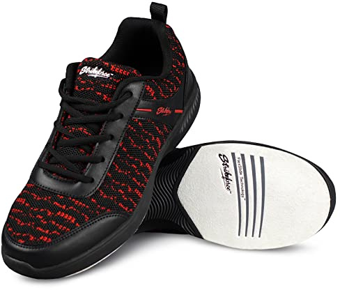 KR Strikeforce Flyer Mesh Lite Mens Athletic Bowling Shoe with a #8 Slide Pad on Both Shoes for Right or Left Handed Bowlers - Black/Cardinal, 6