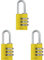 ABUS Zahlenschloss 145/20 Gelb - Kofferschloss, Spindschloss u. v. m. - Aluminium-Vorhängeschloss - individuell einstellbarer Zahlencode - ABUS-Sicherheitslevel 3, 3er Pack