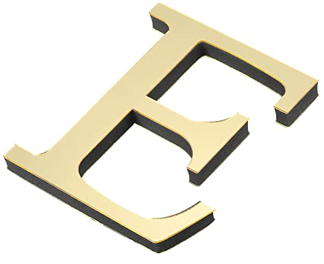 PATIKIL 3D Acryl Buchstaben Spiegel Wandaufkleber Schrift E Selbstklebend Hause Deko Schrift Schild Kunst Aufkleber Abziehbild für DIY Hause Dekoration Hellgold