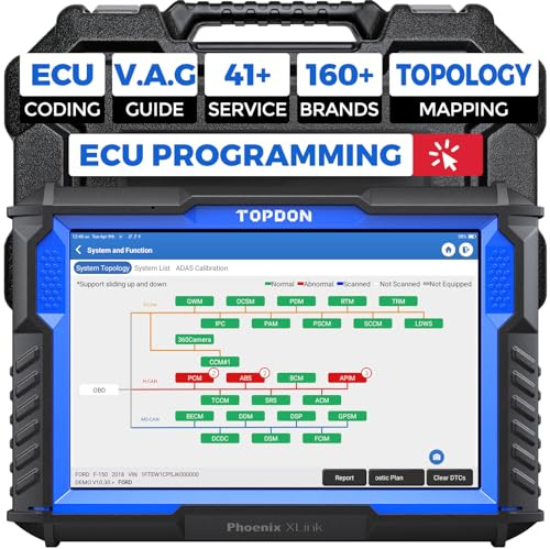 TOPDON Phoenix Xlink OBD2 Diagnosegerät ECU Programmieren für BMW/Benz/Audi, mit Online ECU Codierung, Bidirektionale Steuerung, V.A.G Guided, 41 Services, Topologie, CAN FD & DoIP, 2-Jahre-Update