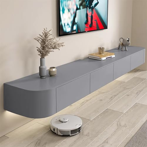 Mobile TV a Parete, Mobile TV sospeso, Mobile Porta TV sospeso Nero con Ante in unità da Parete multimediale, Mobile Porta TV per l'intrattenimento per Soggiorno e Ufficio (Nero, 120 cm/47,2
