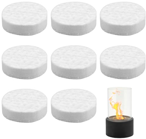 Riisoyu 8 Pièces Coton Brûlé à l'éthanol, Pelotes en Céramique Laine de Céramique de Éponge Ronde Bioéthanol Remplacez la Mèche pour Foyers à Bioéthanol Poêle à Gel Cheminée de Table 8,6x8,6x2,5cm