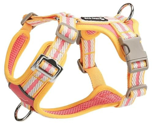 Harnais Ajustable spécialement conçu pour Les Boxer. Ce Harnais Anti-Traction de Type Gilet est doté d'un Anneau en D métallique et d'un Tissu en Maille Douce et Respirante. E M