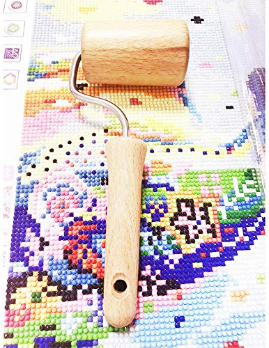 Fdit Rouleau en Bois pour Peinture Diamant, 2 Pack Rouleau en Hêtre à Lisse Polie, pour Fixer Fermement les Diamants sur la Toile (Couleur assortie)