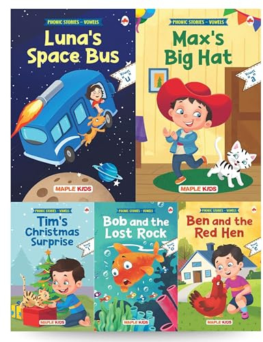 Story Books for Kids - Phonic Reader - Vowels (Set of 5 Books) (Illustrated) - Vowels phonics Books for Early Readers - Vowels Storybooks - Read Aloud to Infants, Toddlers - Age 2+