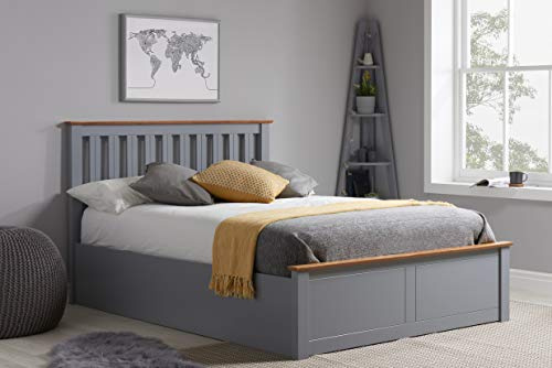 Birlea Phoenix 4ft Small-Double Ottoman Bed, Stone Grey, oak