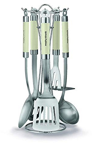 Morphy Richards 975065 Kitchen Utensil Set, Accents Range, Kitchen Tool Set, Stainless Steel, Ivory Cream, 5-Piece , 18 x 18 x 37.5 cm