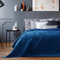 RESTILO Tagesdecke 220x240 cm blau Steppung Velvet Samt Laila