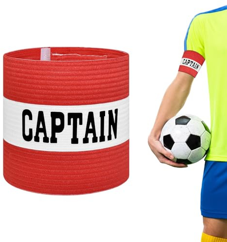 Mezeic Captain Armbands for Soccer, Unisex Captain's Armband Adjustable Football Arm Bands Adults & Youths Elastic Captain Arm Band Team Sports Accessories - Red