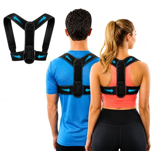 PIRABADI CORRECTEUR DE POSTURE POUR HOMME & FEMME | TAILLE AJUSTABLE | SOULAGE LES DOULEURS DORSALES | SOUTIEN LE HAUT DU DOS | REDRESSEUR | MARQUE 100% FRANÇAISE