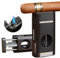 CIGAROL Mechero, 3 Llama Mechero Puros con Corta Puros en V, Mechero Soplete Cocina - No Contiene Gas, Grandes Regalos para Hombres (Negro Oscuro)