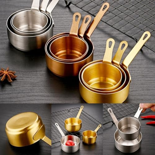 Convenient Mini Saucepan, Small Milk Pan, Stainless Steel Saucepan, with Handle and Hanging Hole, for Stoves Cooker, for Milk and Sauces (Gold M)