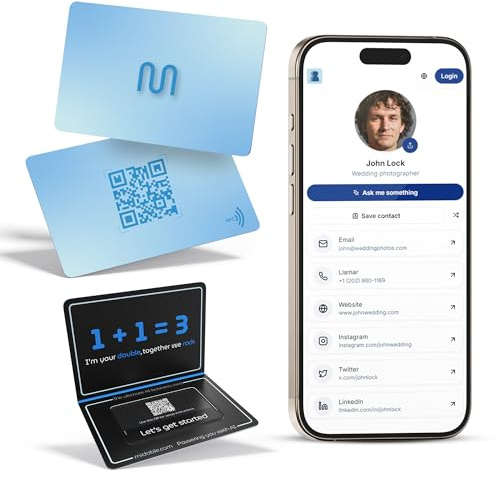 MiDoble Card - Biglietto da visita digitale - Tocca per condividere - Assistente AI - Scheda di rete alimentata da IA - Connettiti con le persone - Tocca NFC o scansiona il QR - Compatibile con iPhone
