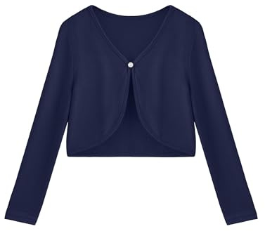 Arshiner niña Chaqueta Abierta Bolero Manga Larga niño Chaqueta Bolero para Colegiala y Bautizo Azul Marino 150