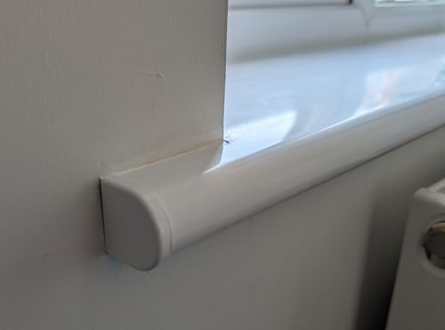 White PVC Bullnose Window Board Cover 1.25m Long with End Caps (160mm Depth)
