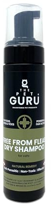 The Pet Guru - FREE FROM FLEAS Dry Shampoo for Cats - 200ml - Natural Flea Mite Tick Prevention - Cat Waterless Shampoo - Cat Healthcare