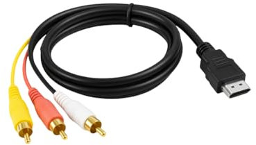 HDMI auf Cinch Kabel Audio 1,5m, RCA auf HD MI, Konverter für Player zu Fernseher, High Definition Video- und Audioübertragung für Geräte ohne HDMI-Schnittstelle, Einfache Plug-and-Play Nutzung