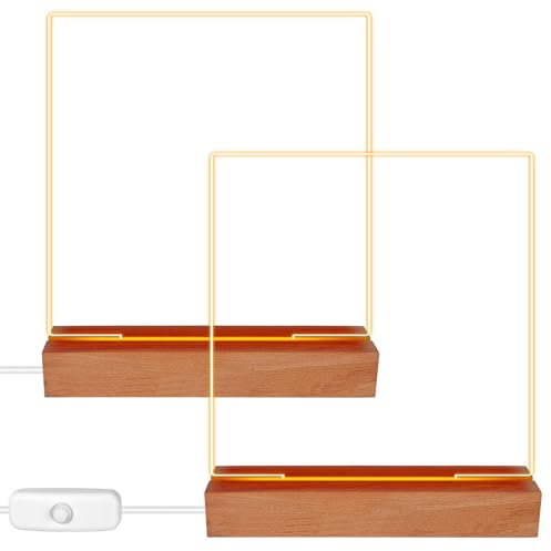Base de visualización de luces LED, base de madera LED con placa acrílica, base de pantalla de luces USB, lámpara de cristal acrílico, color cálido, rectangular, base de iluminación de madera, para