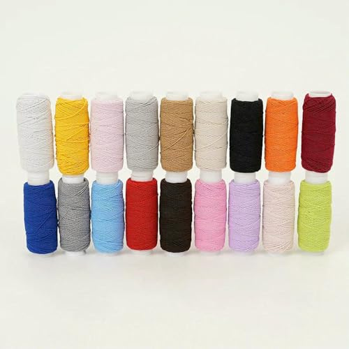 DaBingDian Hilo elástico Ultrafino de 18 Colores 0,6 mm, Hilo de Bobina de Alta Elasticidad para máquina de Coser 20 m, Cuerda overlock para Prendas de Bricolaje.