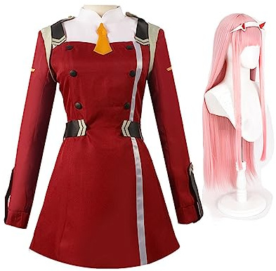 02/Zero Two - Disfraz de cosplay Zero Two para niñas y mujeres, anime 02, uniforme rojo para Halloween, fiesta de carnaval