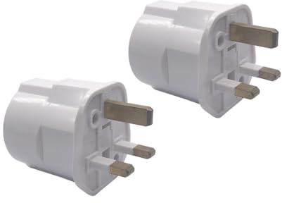 Strhowill 2 Pack White UK 3-Pin to EU Schuko Plug Adapter