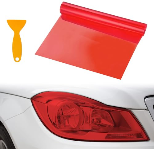 EZVEZS Pellicola oscurante per auto, per fanali posteriori, pellicola protettiva autoadesiva, in vinile, per fanali posteriori, colore rosso