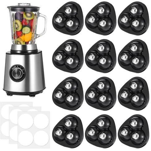 12PCS Black Wheels for Furniture, Self-Adhesive Appliance Slider, Mini Universal Small Caster Wheels for Kitchen Appliances, Furniture, Trash Cans