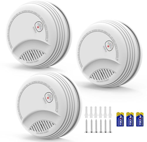 RenseCum 3 Detecteur de Fumée Norme EN14604 – Alarme Incendie 85 DB, Pile 9V Remplaçable Incluse, Avertissement Batterie Faible, sans Fausses Alertes, Fonction Test et Silence (3 pièces)