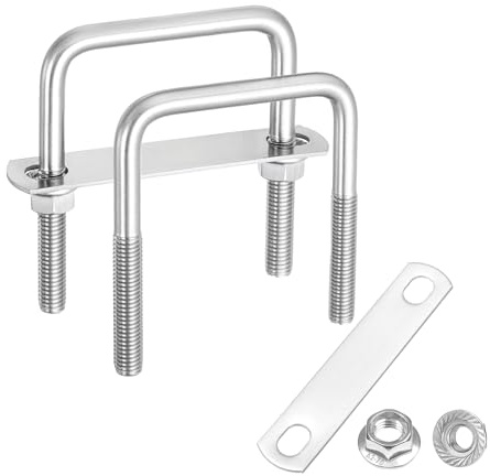 QUARKZMAN 2 Juegos De Pernos U Cuadrados Interiores De 3-1/8 Pulgadas De Ancho M10, 4 Pulgadas De Longitud Pernos U De Acero Inoxidable 304 Con Tuercas, (80mm Ancho X 100mm Largo)