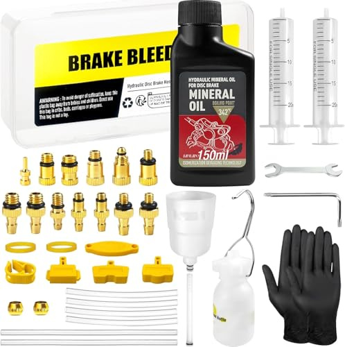 BIBOKLTIY Brake Bleed Kit for Shimano, TEKTRO, TRP Hydraulic Disc Brakes, Bike Brake Bleed Kit with Brass Connector, Mineral Oil Brake Fluid