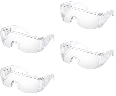 MINZHI 4 stycken skyddsglasögon klara glas, transparenta ögonskyddsglasögon, skyddsglasögon, transparenta ögonskyddsglasögon med sidoskydd, arbetsglasögon förbättrad anti-dimma, verkstad och utomhus