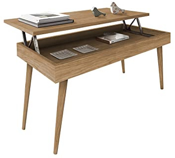 HOGAR24 ES - Mesa de Centro Elevable Diseño Vintage, Madera Maciza Natural, Fabricación Artesanal. 100cm x 50cm x 47cm