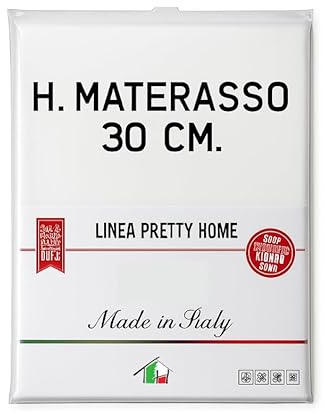 Tata Home Coprimaterasso Peterson Maxi con Angoli ed Elastici Sanforizzato 100% Cotone Misura 2 Piazze Matrimoniale cm 180X200 Altezza Materasso cm 30 Made in Italy