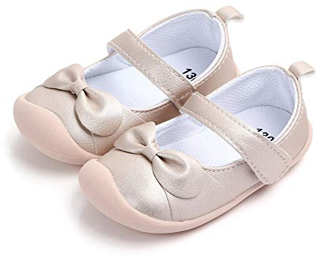 LACOFIA Bailarinas bebé niña Zapatos Antideslizantes Primeros Pasos para bebé niñas con Suela Gold 23