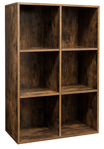 VASAGLE Bibliothèque, Étagère, Meuble de Rangement avec 6 Compartiments, Étagère sur Pied, Bibliothèque Cubique, pour Salon, Bureau, Salle à Manger, Marron Rustique LBC203BX