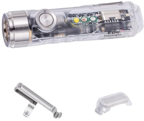 RovyVon A8-G4 Mini Taschenlampe Schlüsselanhänger Aufladbar USB C,420 Lumen 90 CRI,mit 365nm & Rot & Weiß Seitenlicht,Magnetischer Taschenclip & Schwanzbasis,IPX6,für Arbeit,Notfall