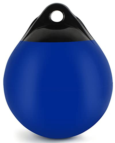 VEITHI 1 Pack 9.8 x 12.2 in Boat Buoy Balls Anchor Buoy Round Boat Fenders,Vinyl Inflatable Boat Mooring Buoys with Needles,Boat Buoys Bumpers for Anchoring/Marking/Docking/Marker Buoys Blue