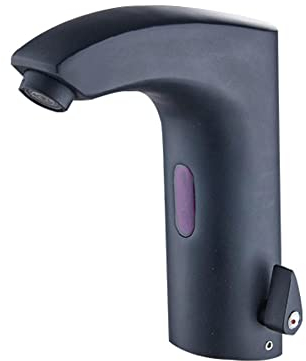 Automatischer Sensor Wasserhahn Infrarot Wärme und Kälte einstellbar Infrarot Sensor Wasserhahn wasserhahn bad waschbecken armaturen Batteriebetrieben-schwarz