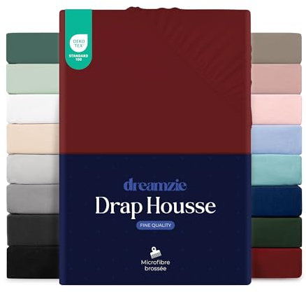 Dreamzie Sabanas 135 x 190 – Bonete 35 cm – Microfibra Suave – para Colchones Gruesos – Certificado Oeko-Tex – Burgundy