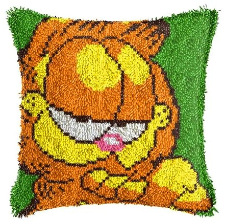 Latch Hook Cushion Kits for Adults, Latch Hook Pillow Case Kits Embroidery Kits 17X17Inch, DIY Needlework Pillow Cover Sofa Cushion Rug Making Kits, DIY Craft Kits 43x43 cm - Pillowcase B006