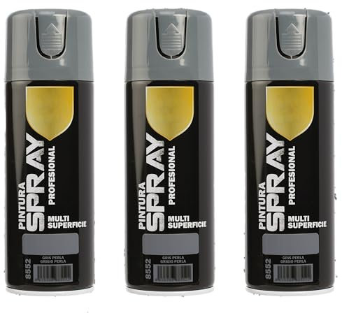 Etrexonline Pintura Spray Multicolor Profesional | 400ml | Adecuado para Metal, Madera & Plástico | Color Gris Perla | Secado Rápido | Paquete de 3