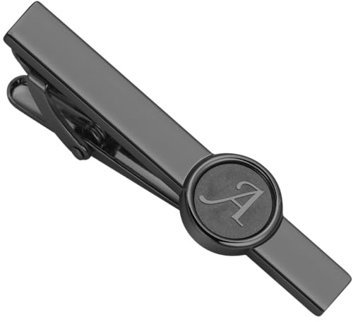 AMITER Initial Tie Clip for Men, 2 inch Mens Necktie Bar for Regular Ties - Black