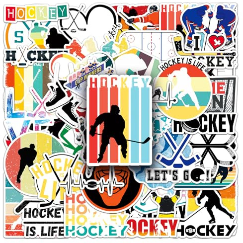 50Pcs Ice Hockey Stickers Laptop Car Scrapbook Phone Skateboard Suitcase Luggage Bike Ice Hockey Vinyl Waterproof Aesthetic Personalised Stickers for Teens Boys Girls Adults